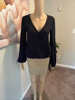 Chelsea & Theodore Dark Navy Wrap Blouse
